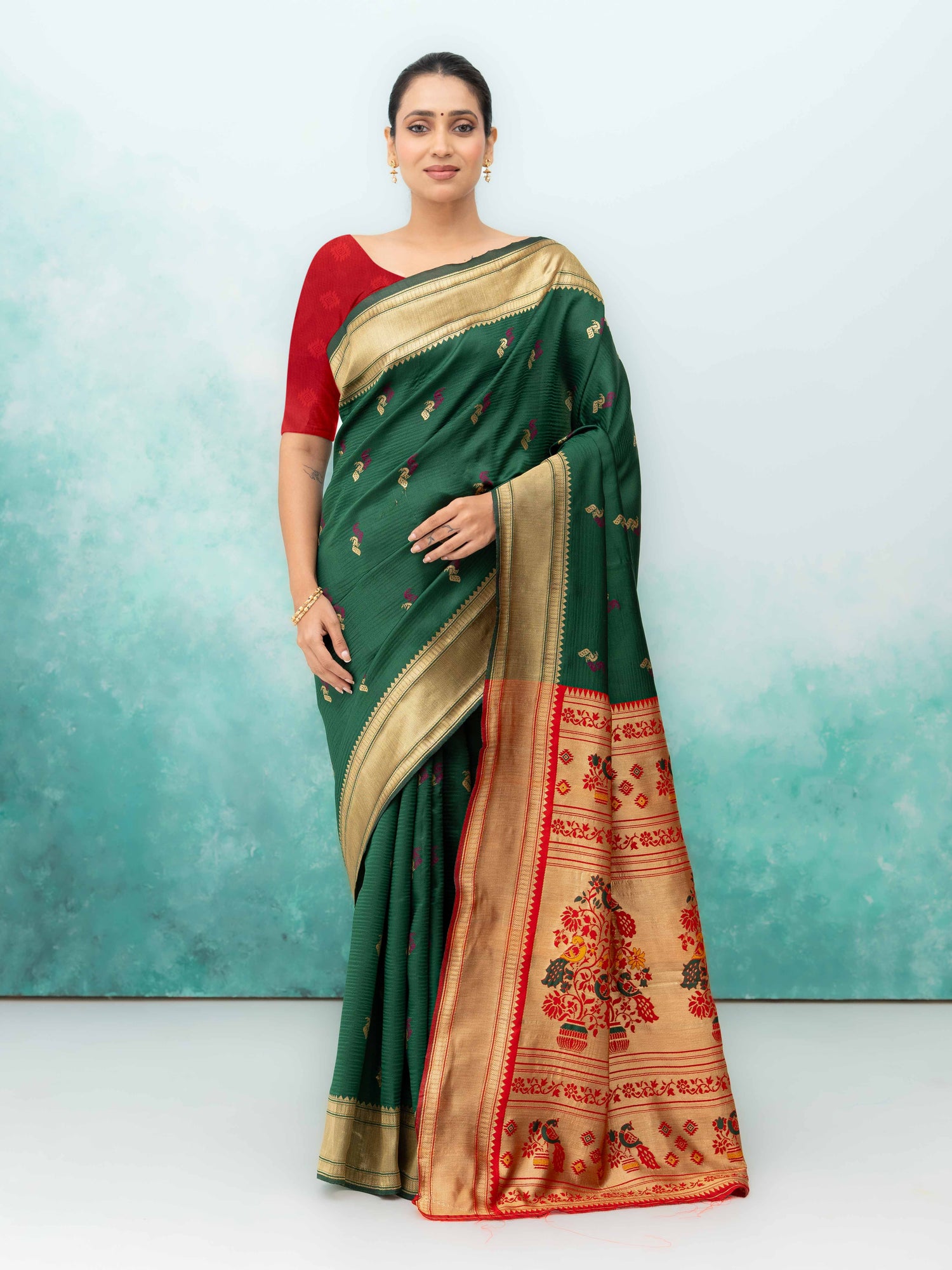 Green Paithani Silk Saree