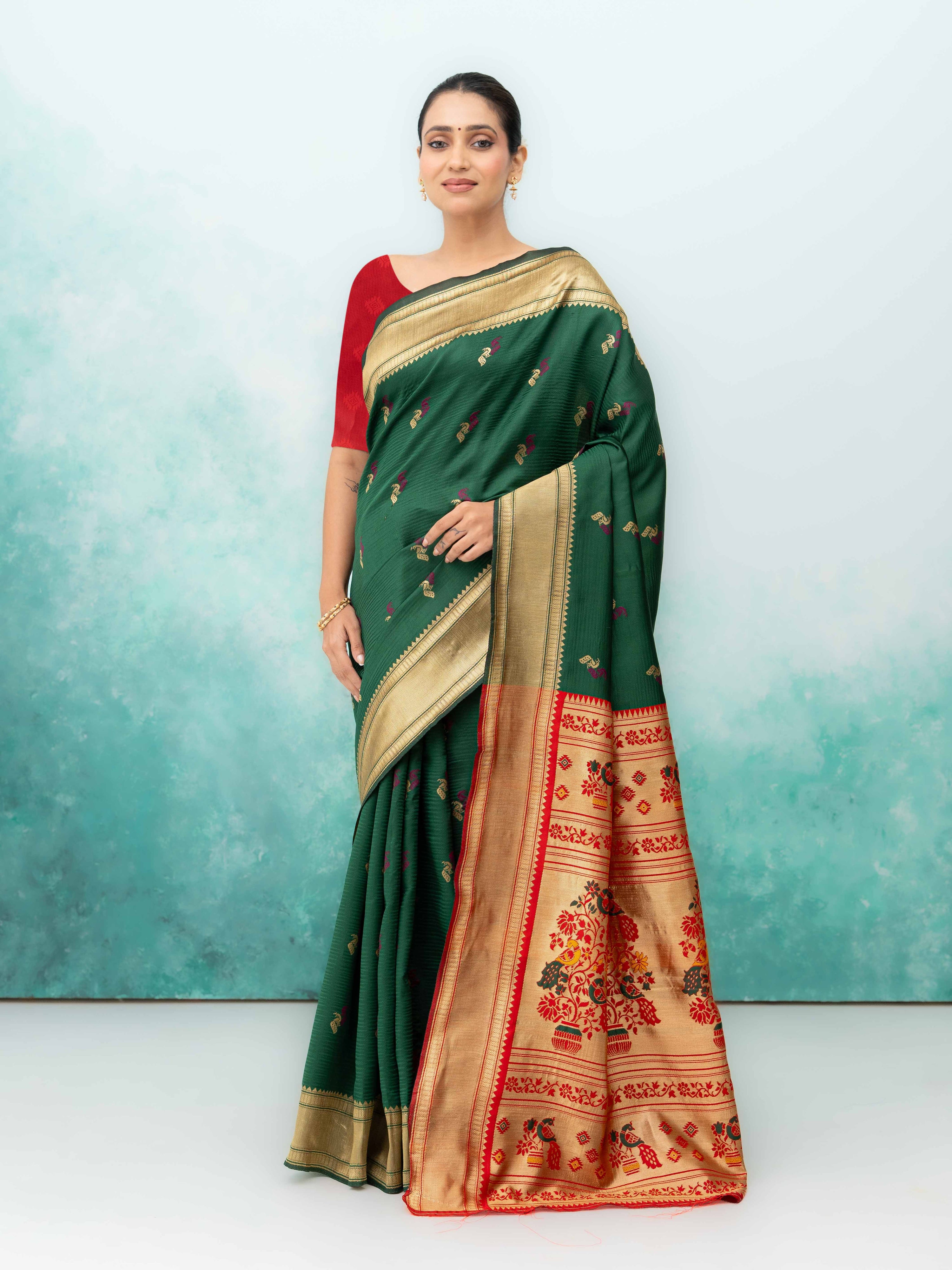 Green Paithani Silk Saree
