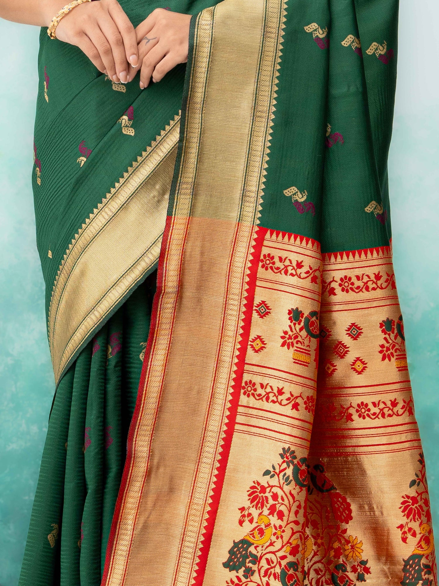 Green Paithani Silk Saree