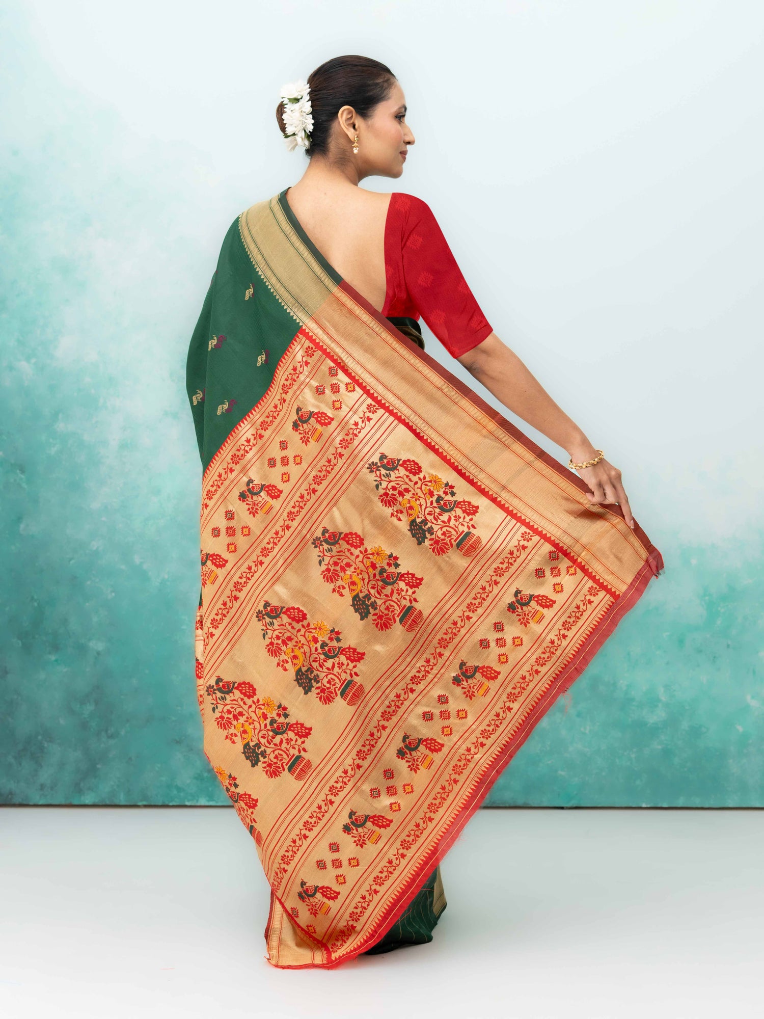 Green Paithani Silk Saree