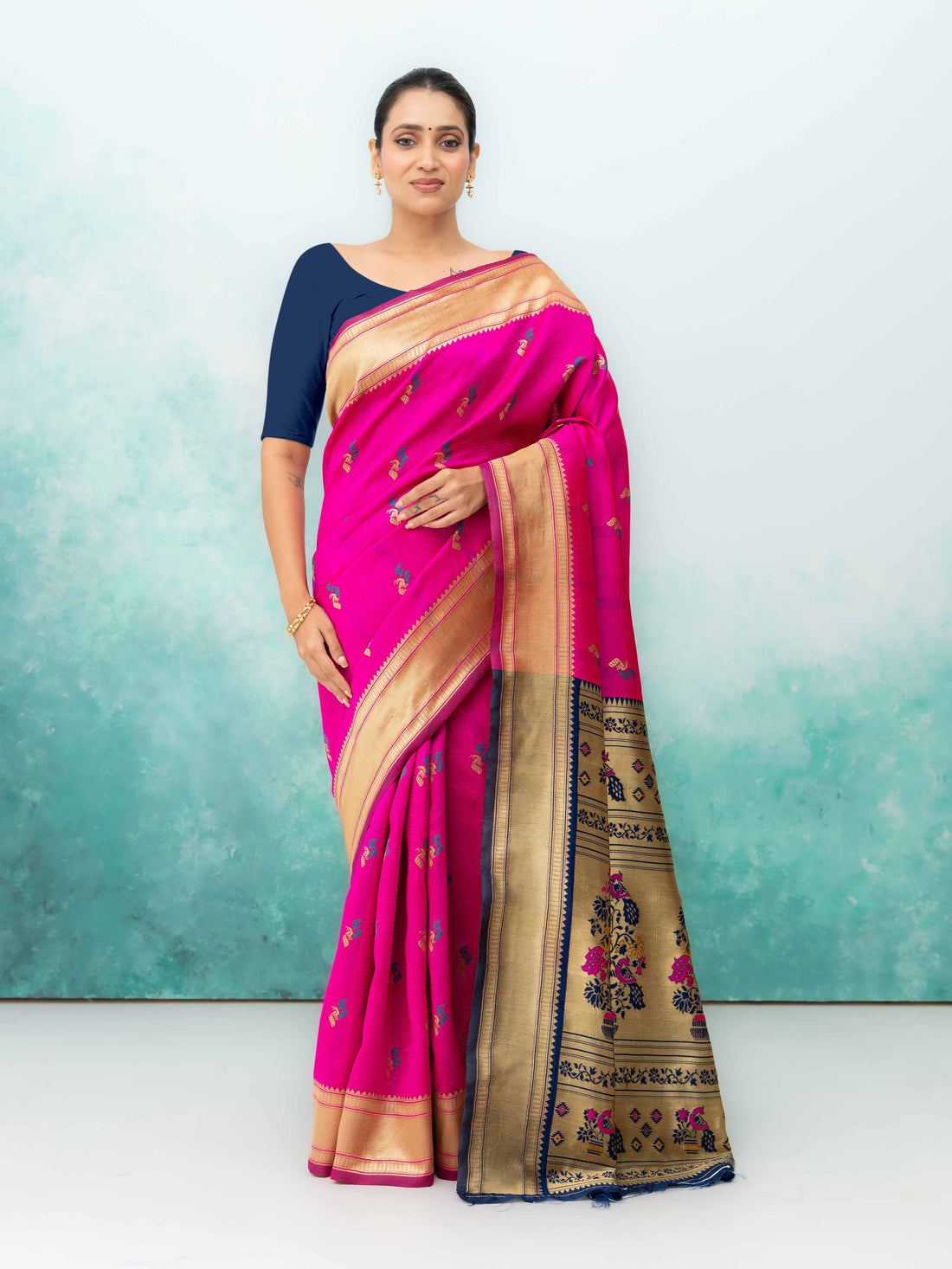 Rani Pink Paithani Silk Saree