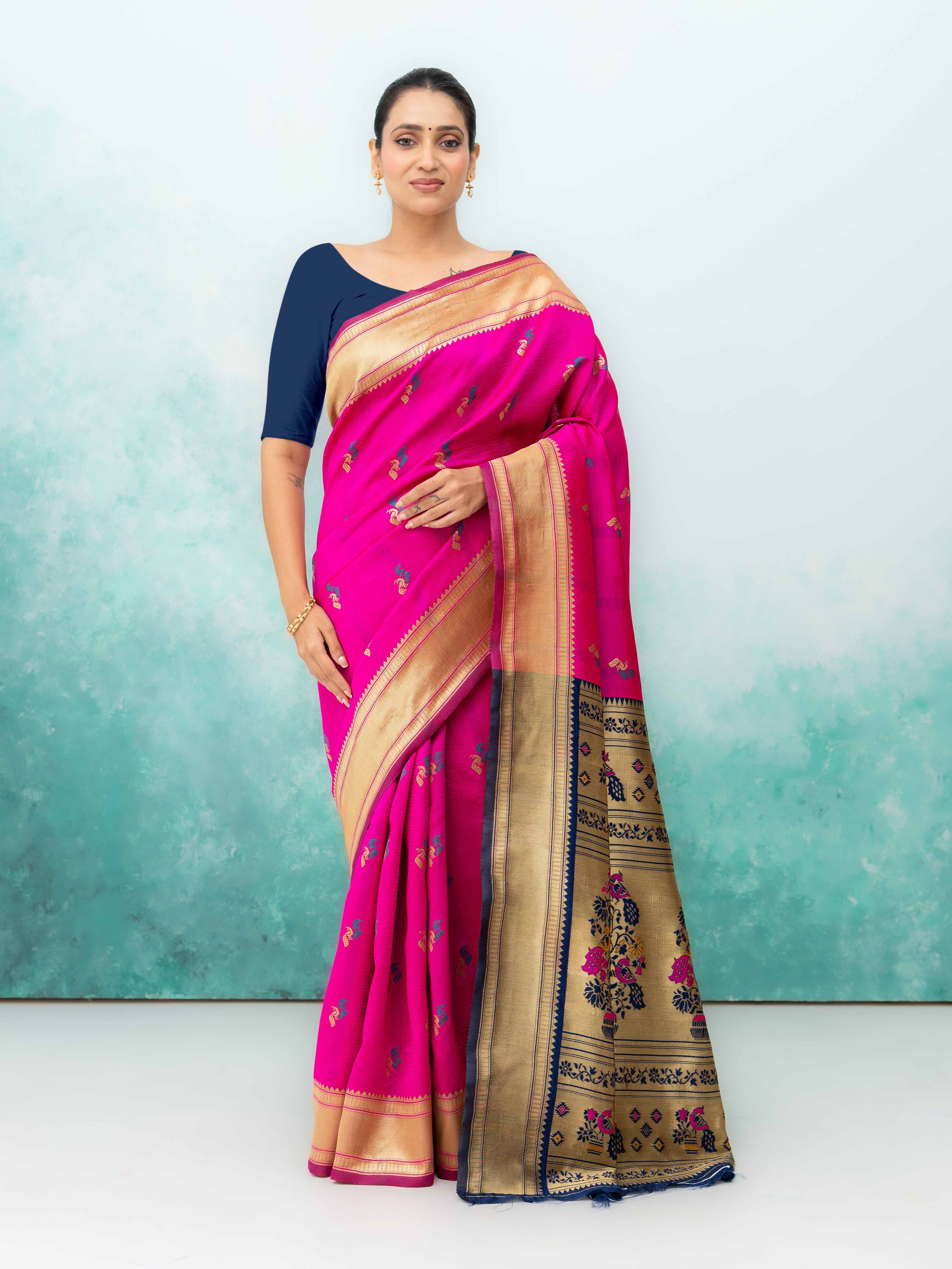 Rani Pink Paithani Silk Saree