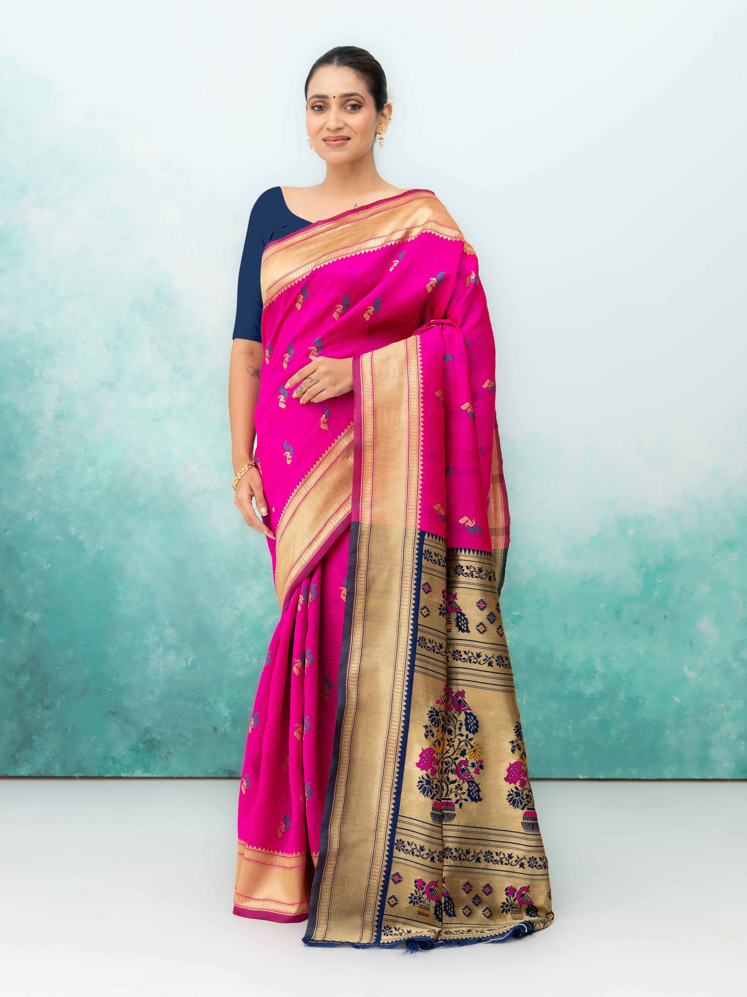 Rani Pink Paithani Silk Saree