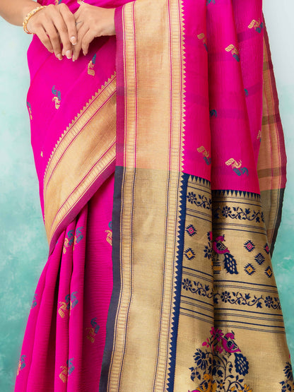 Rani Pink Paithani Silk Saree