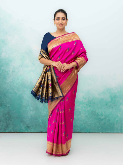 Rani Pink Paithani Silk Saree