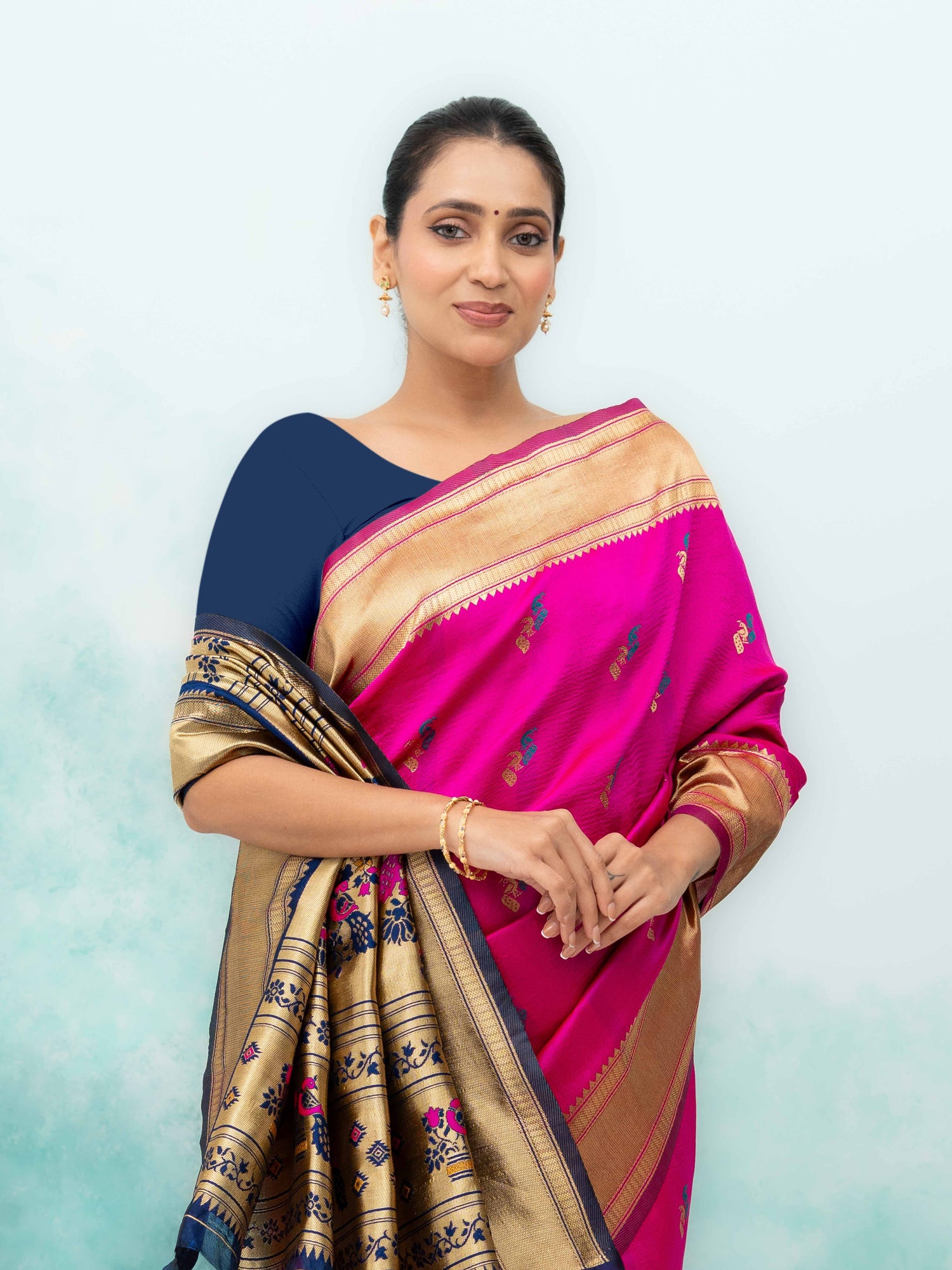 Rani Pink Paithani Silk Saree