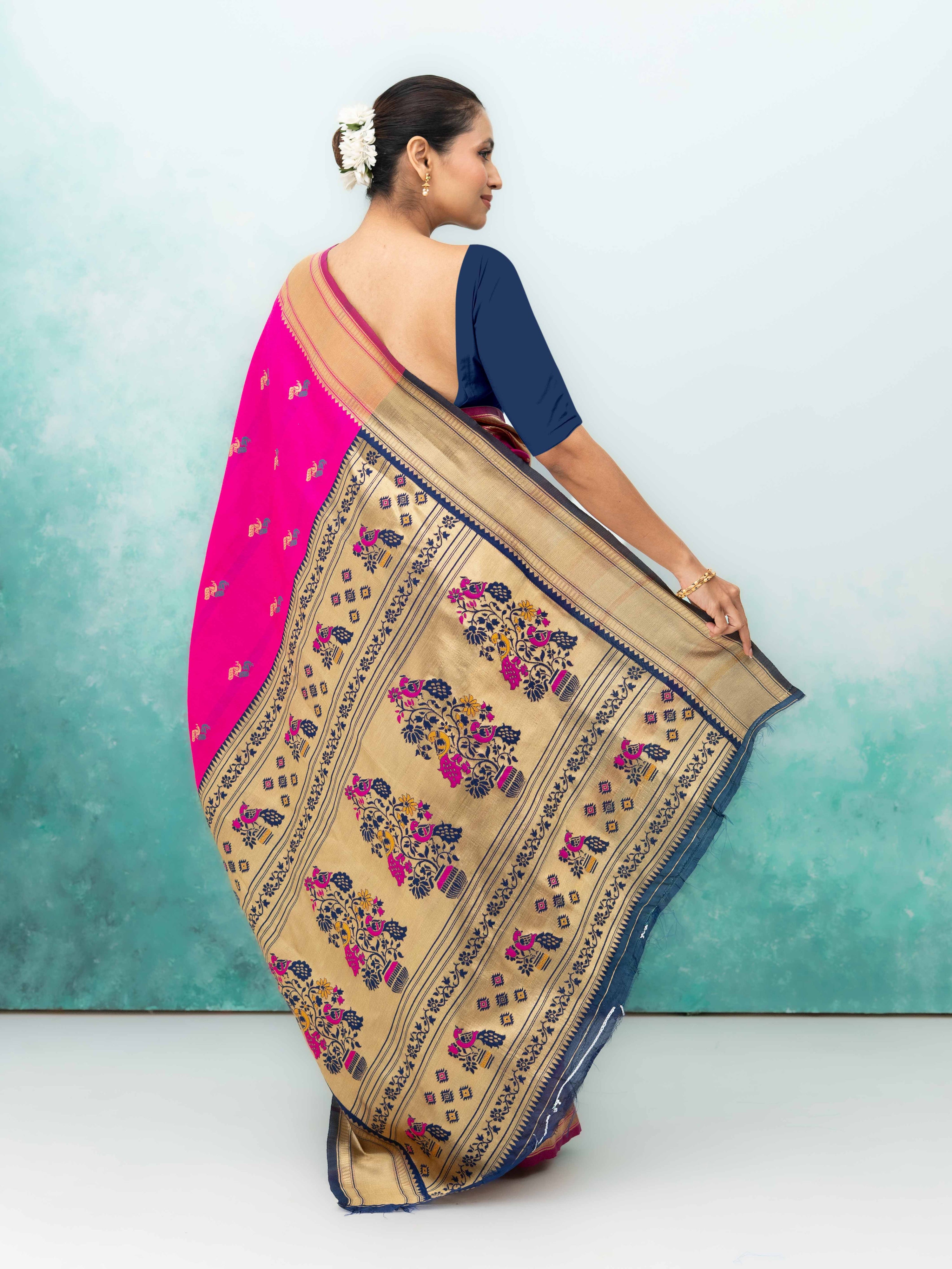Rani Pink Paithani Silk Saree