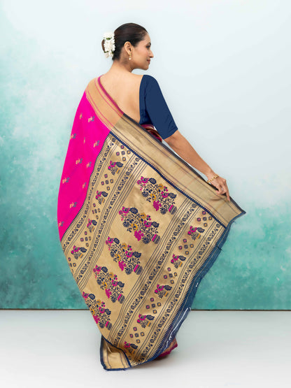 Rani Pink Paithani Silk Saree