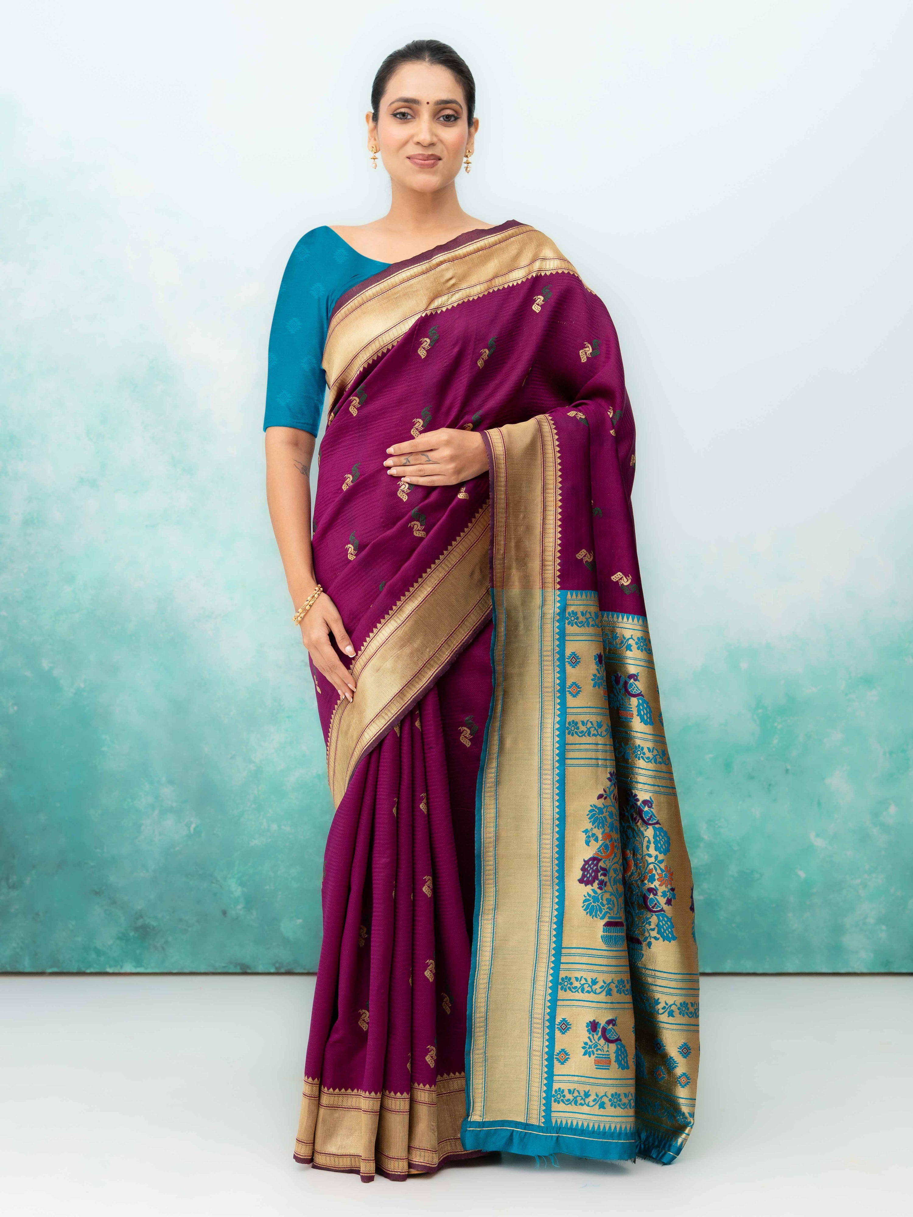 Baingani Paithani Silk Saree