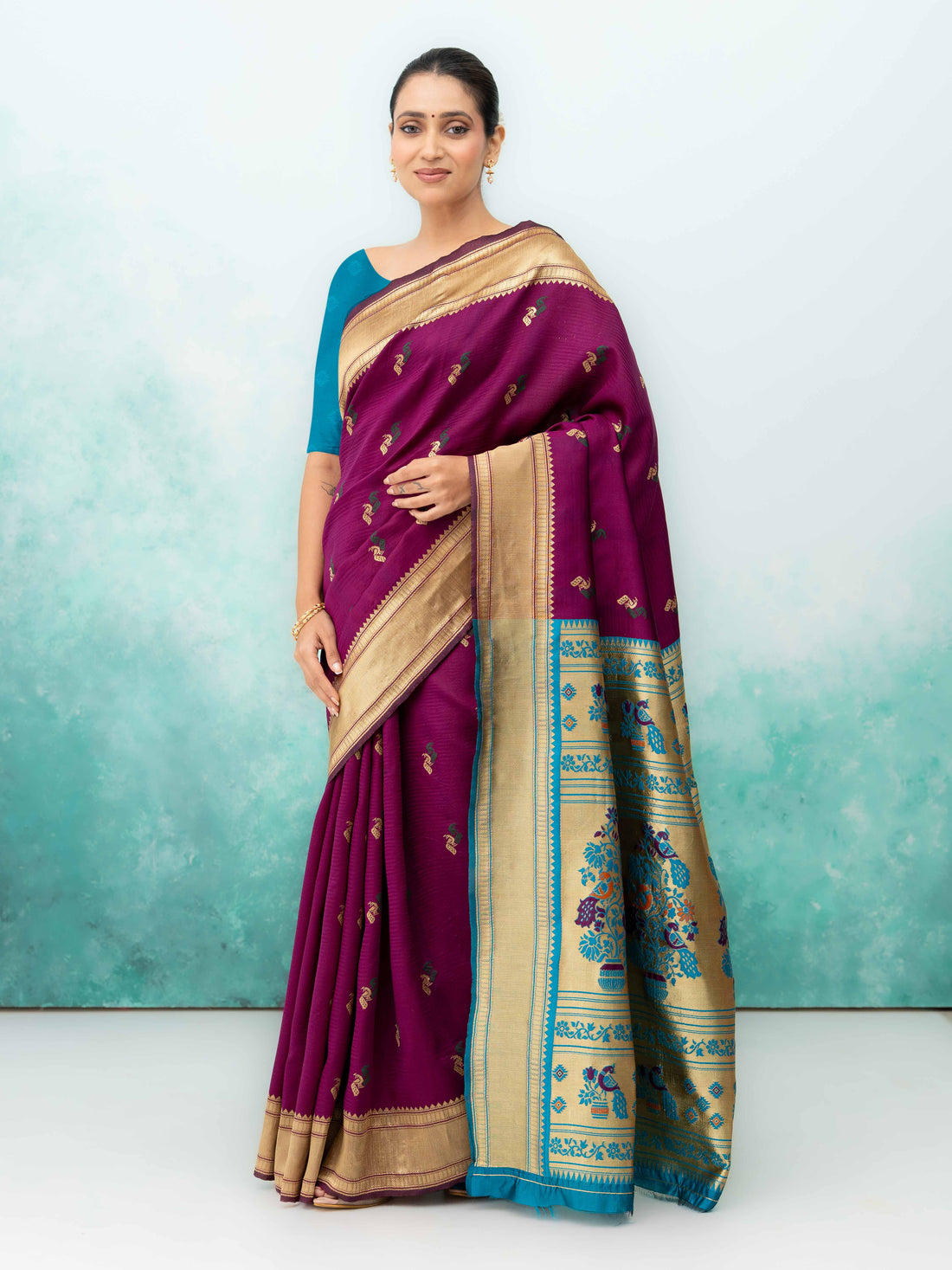 Baingani Paithani Silk Saree