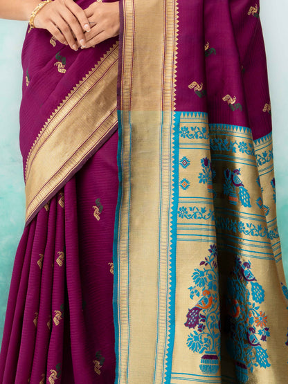 Baingani Paithani Silk Saree