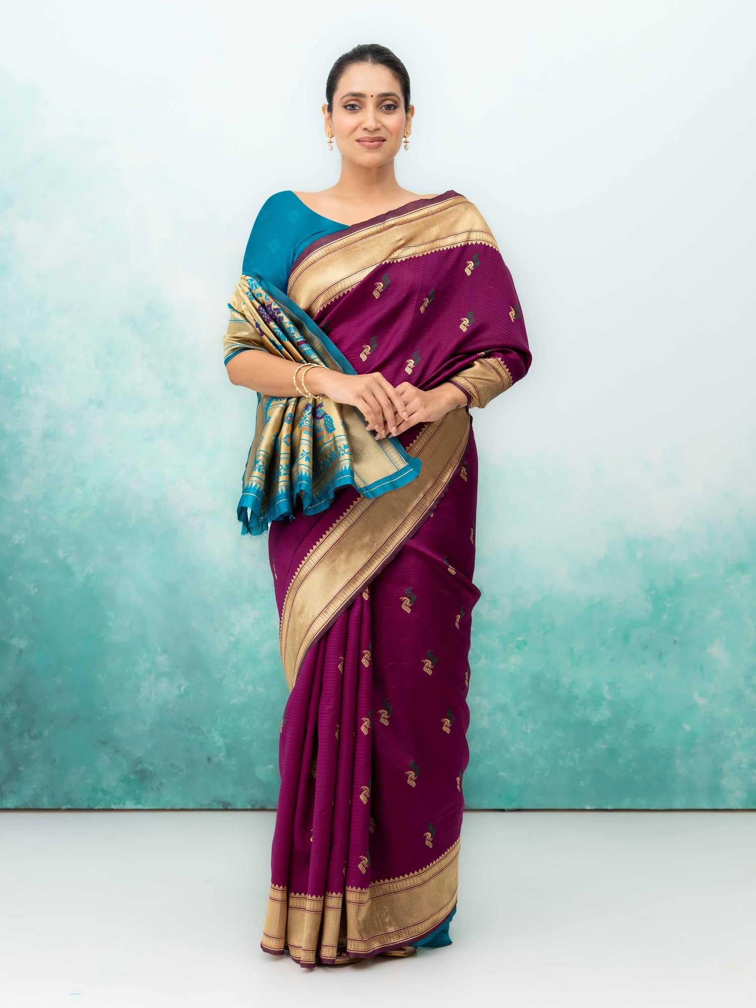 Baingani Paithani Silk Saree