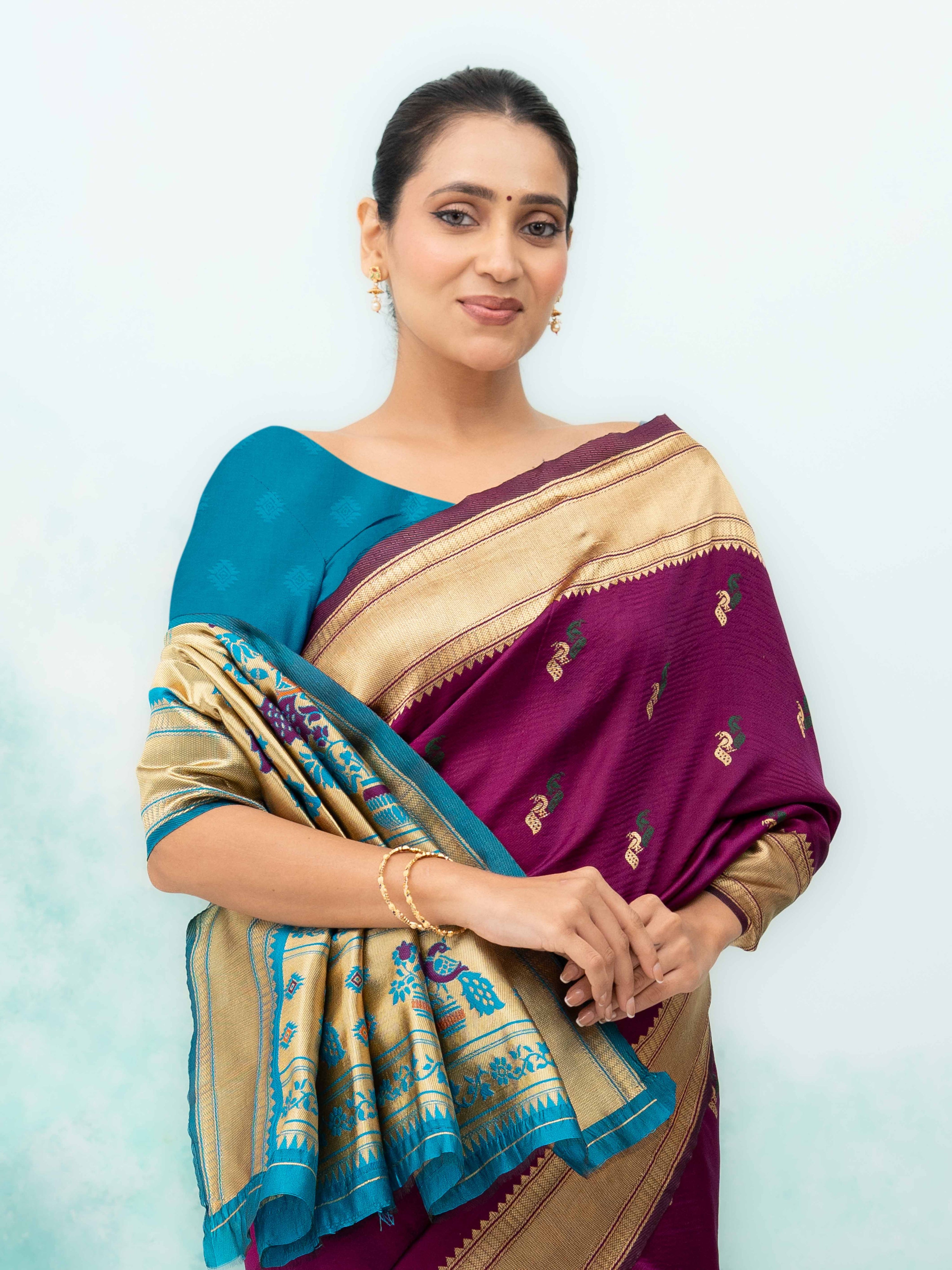 Baingani Paithani Silk Saree