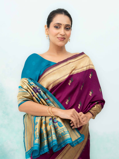 Baingani Paithani Silk Saree