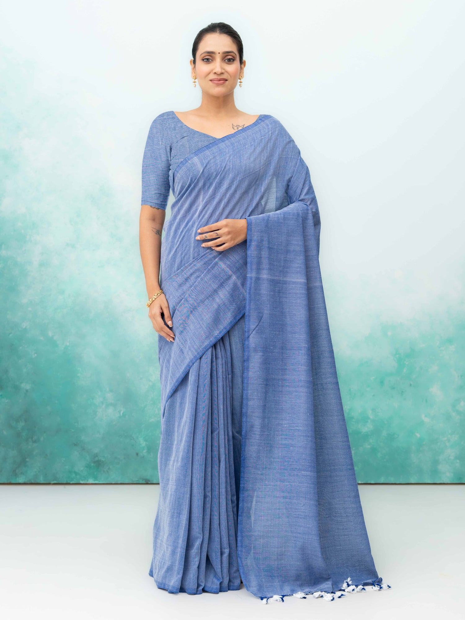 Lilac Khadi Cotton Saree