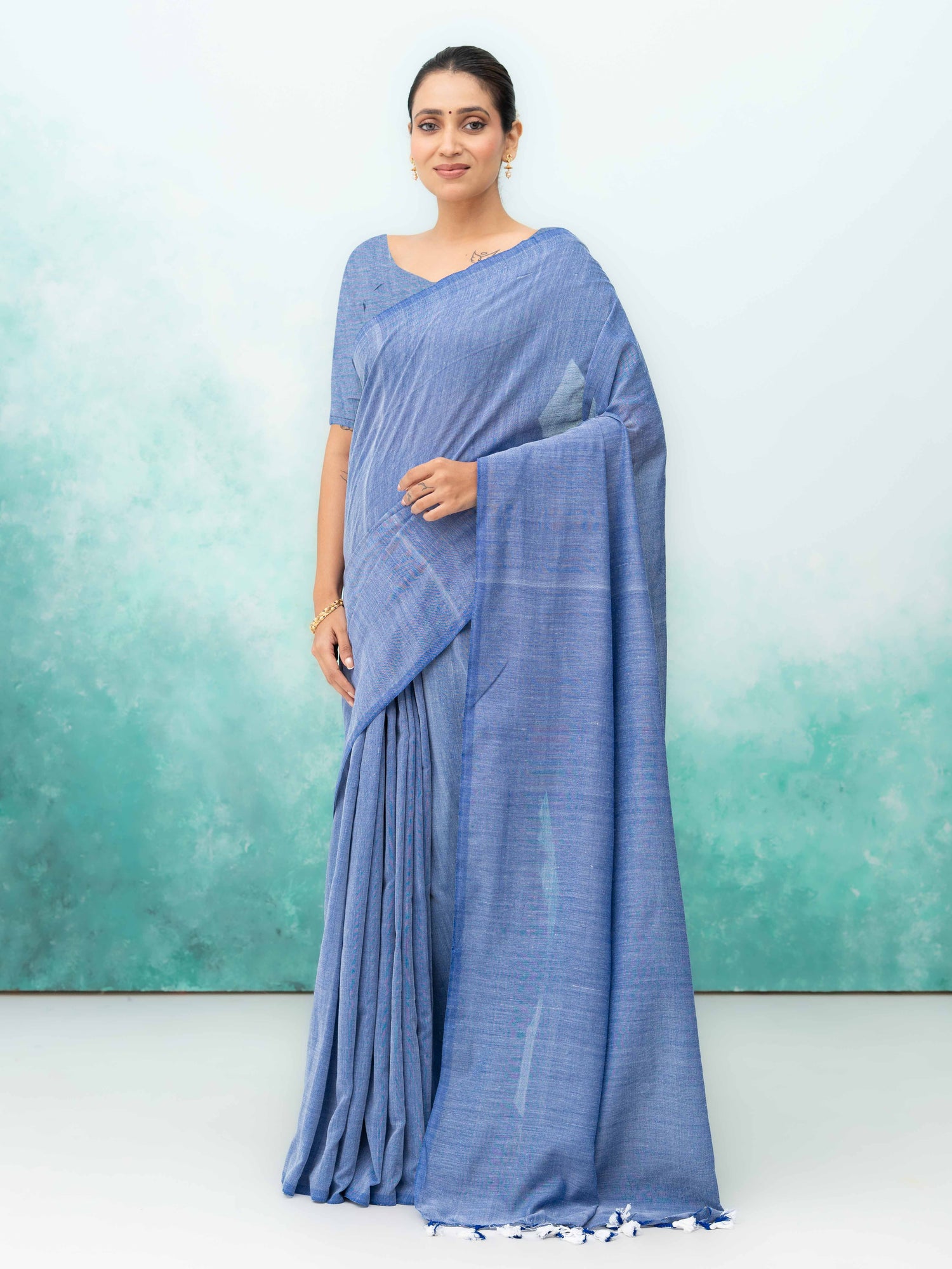 Lilac Khadi Cotton Saree