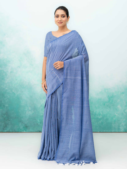 Lilac Khadi Cotton Saree