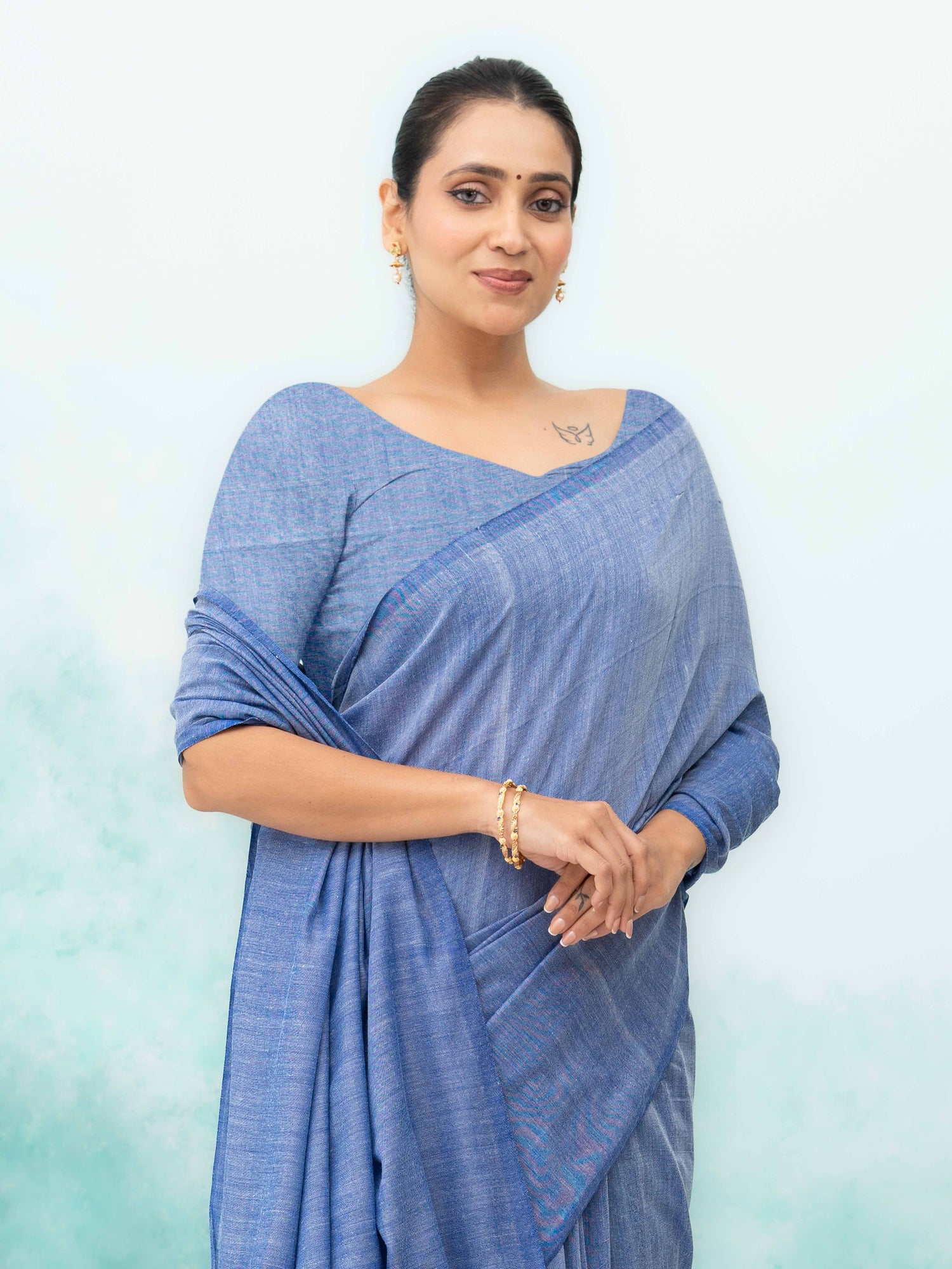 Lilac Khadi Cotton Saree