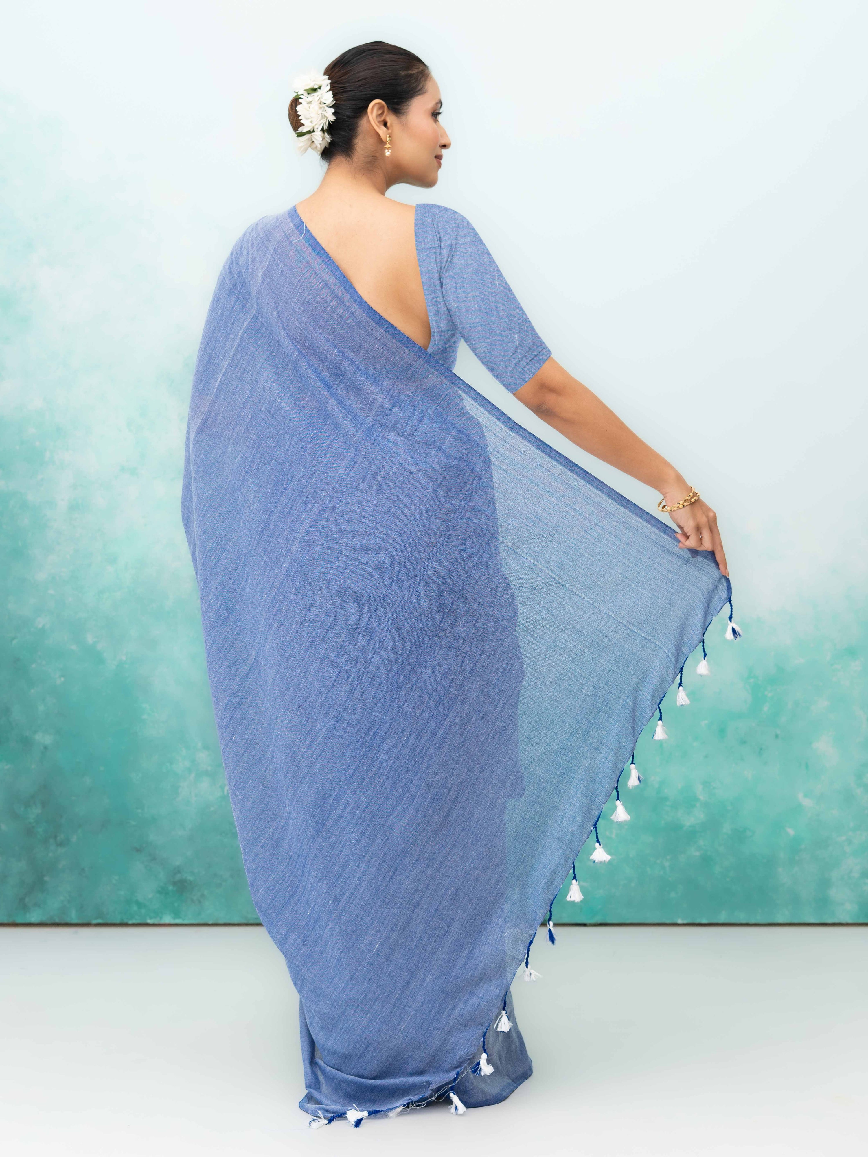 Lilac Khadi Cotton Saree