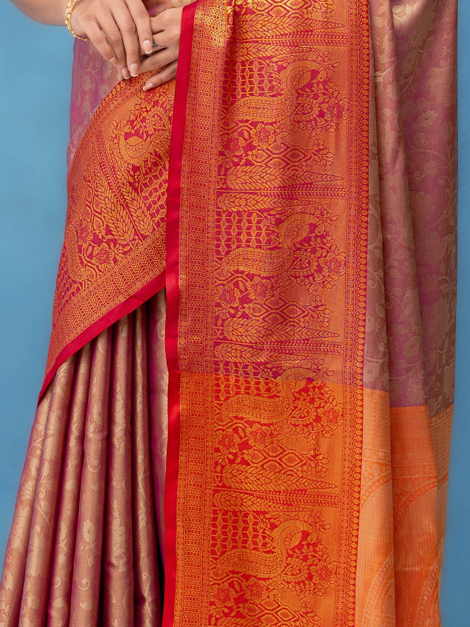 Rose Gold Kalamkari Silk Saree