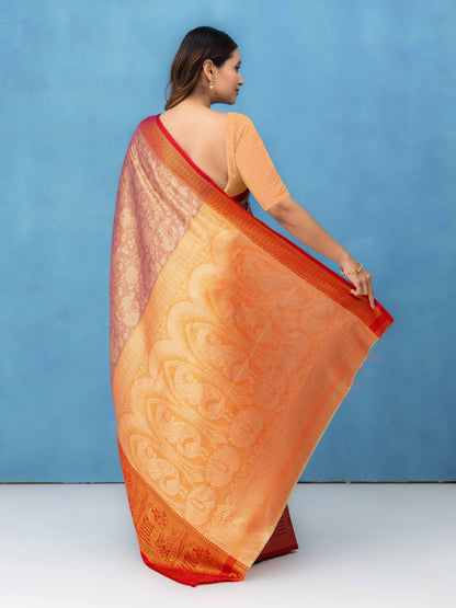 Rose Gold Kalamkari Silk Saree