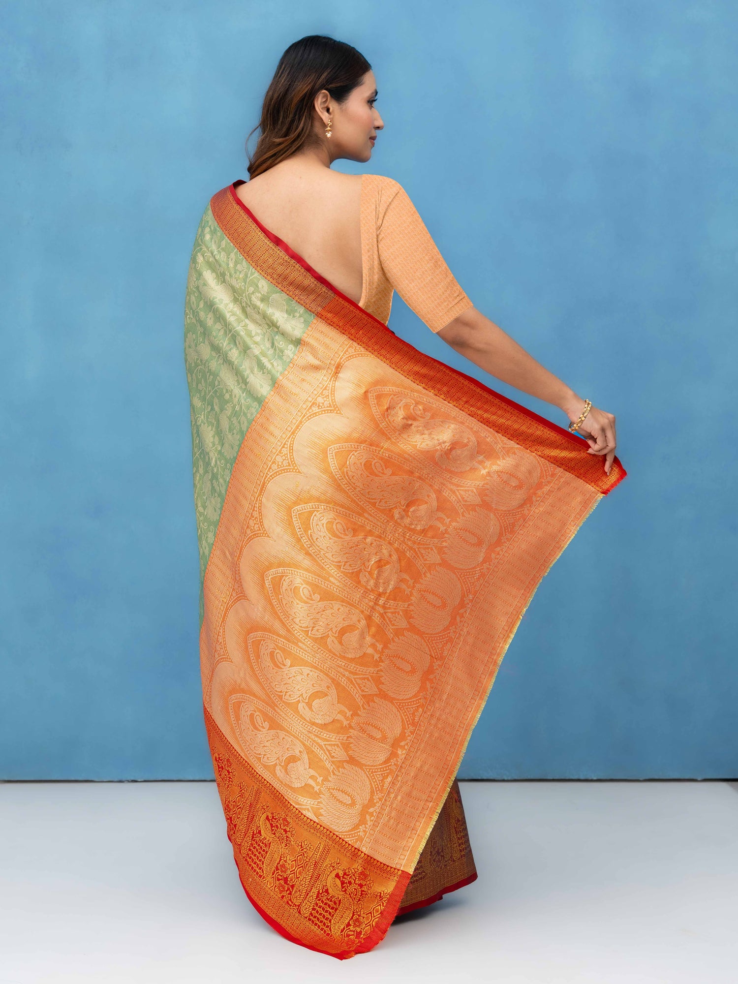 Light Green Kalamakari Silk Saree