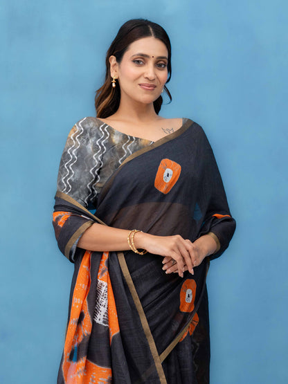 Black Cotton Saree