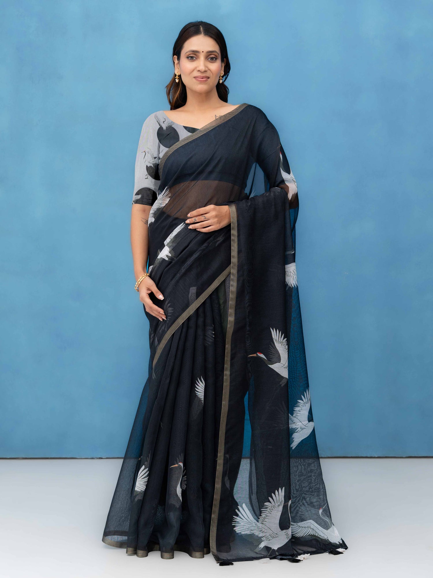 Black Cotton Saree