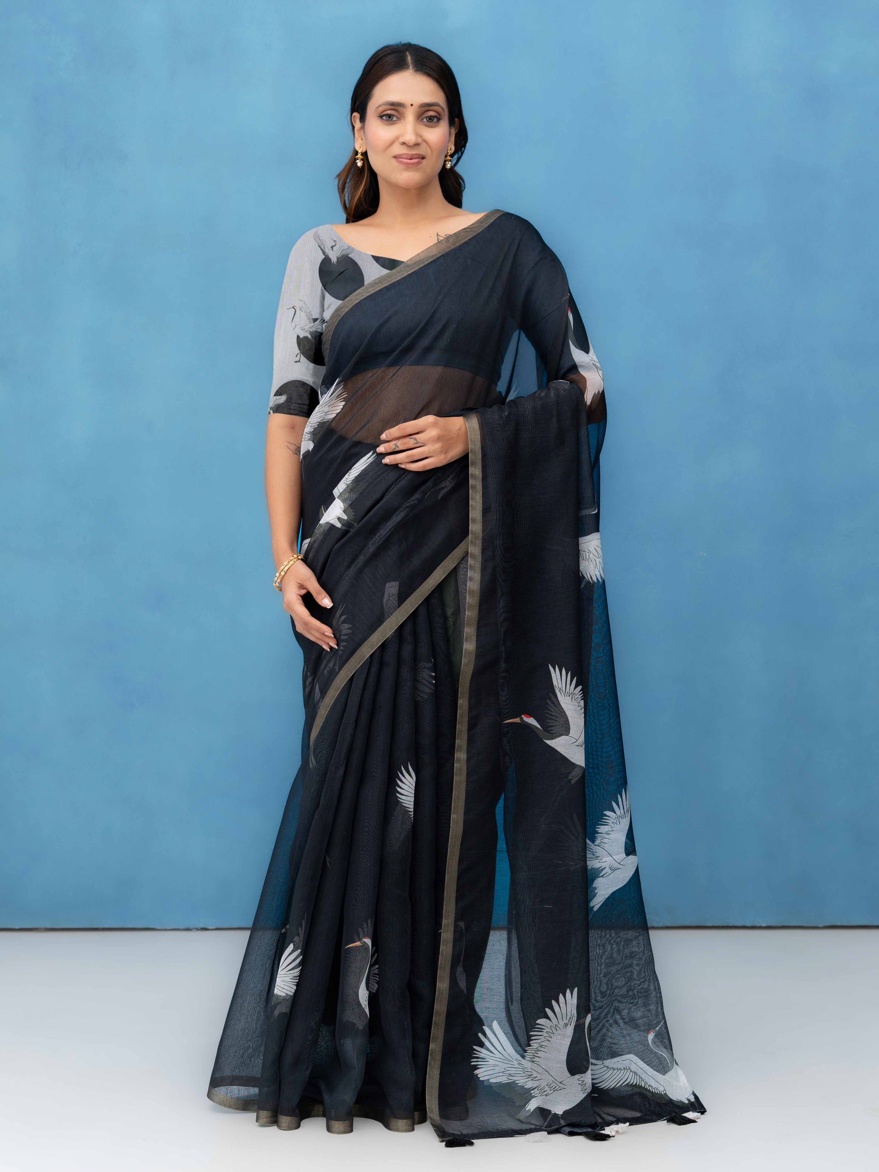 Black Cotton Saree