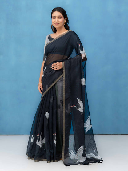 Black Cotton Saree