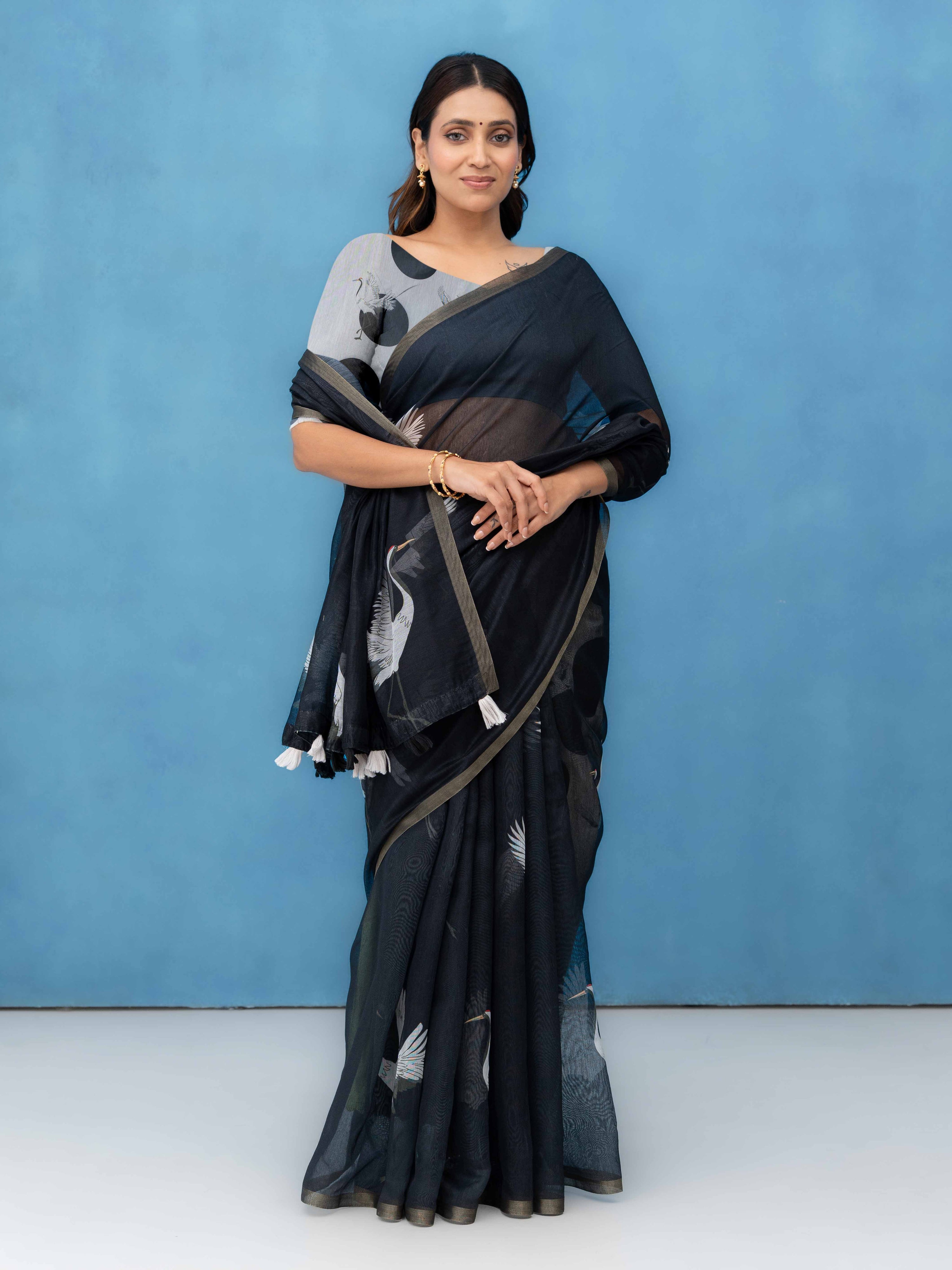 Black Cotton Saree