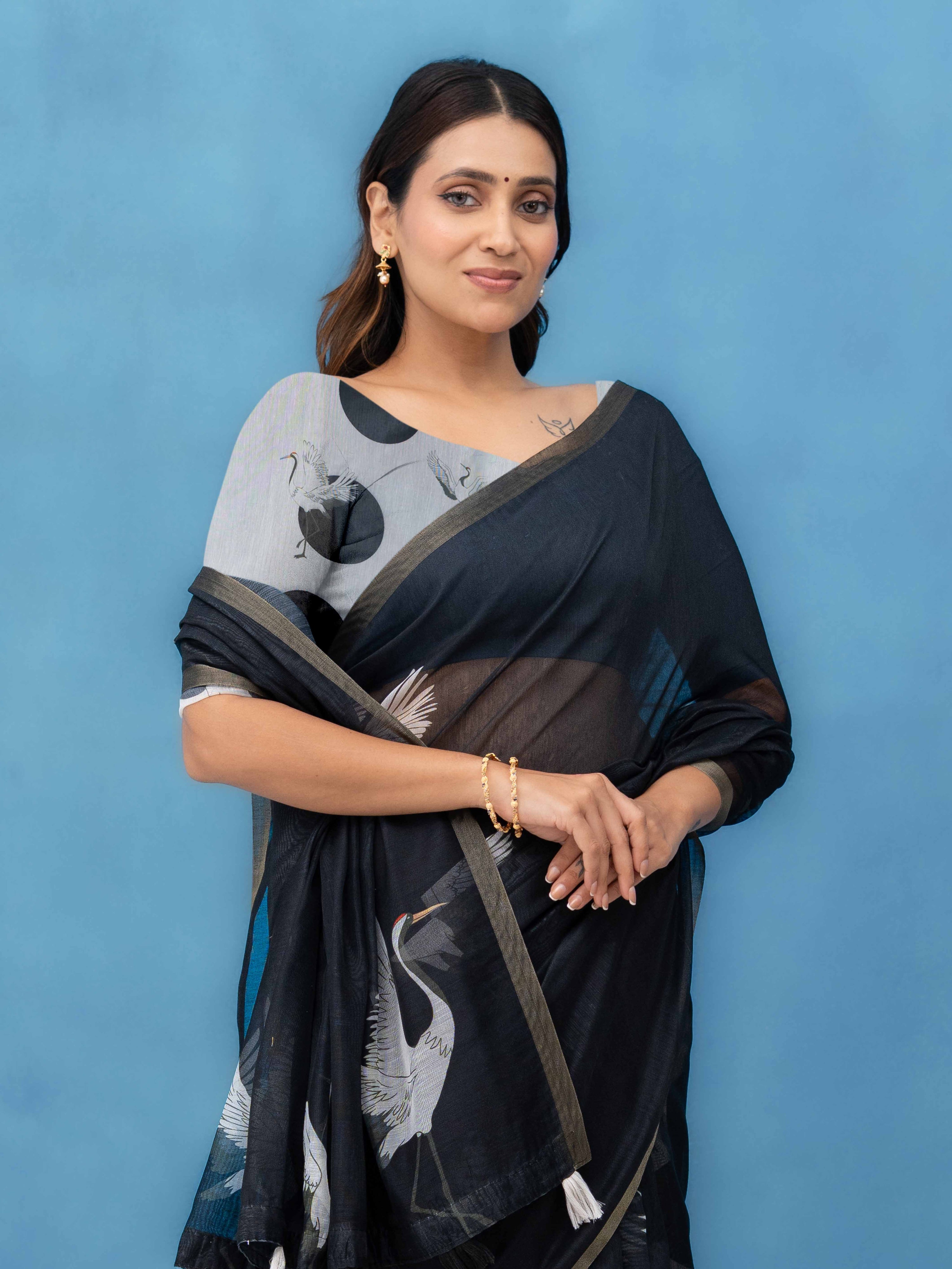 Black Cotton Saree