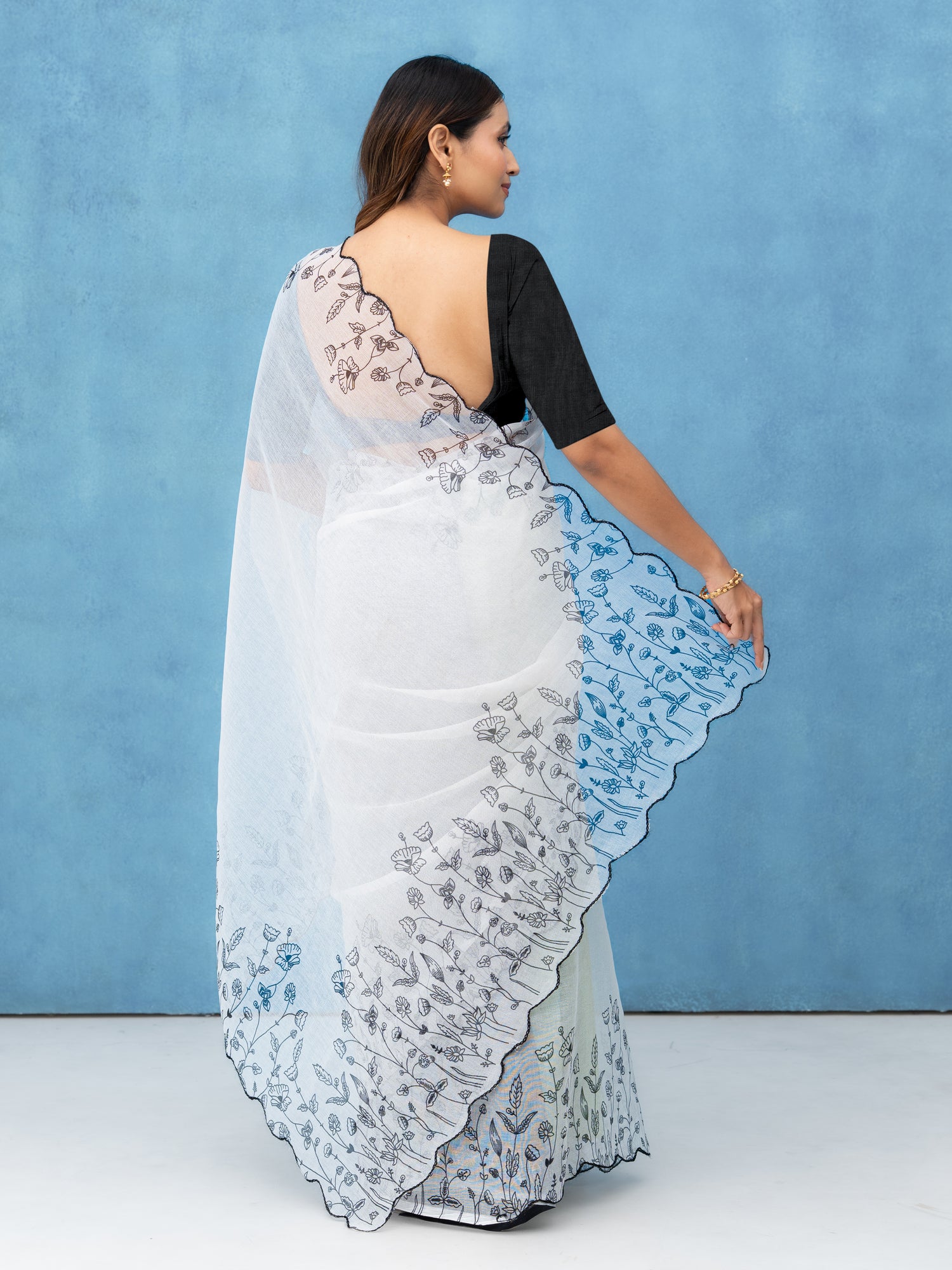 White Cotton Linen Saree