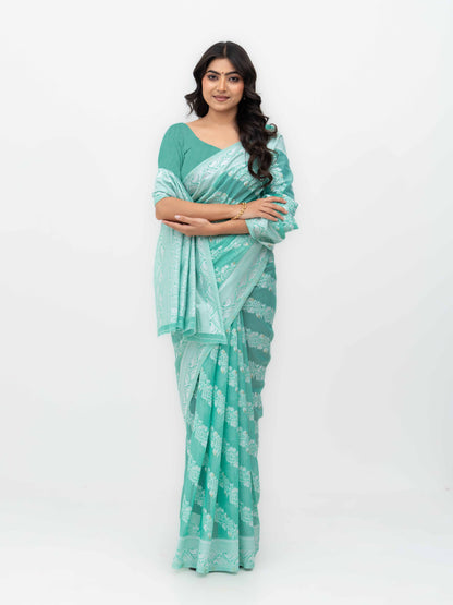 Rama Cotton Linen Saree