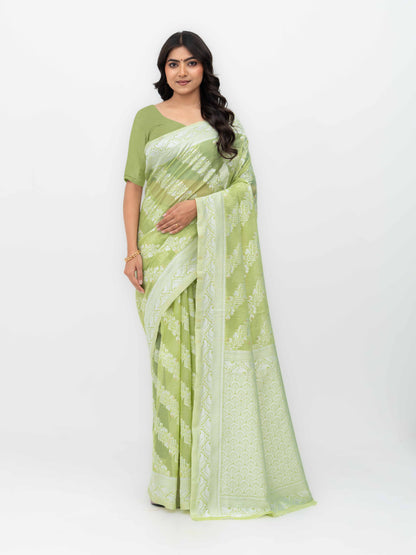 Light Green Cotton Linen Saree