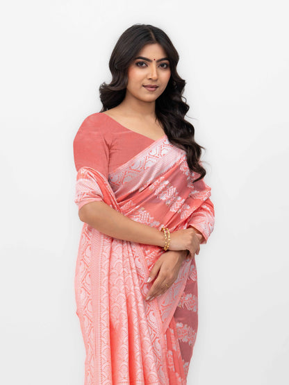 Rust Cotton Linen Saree