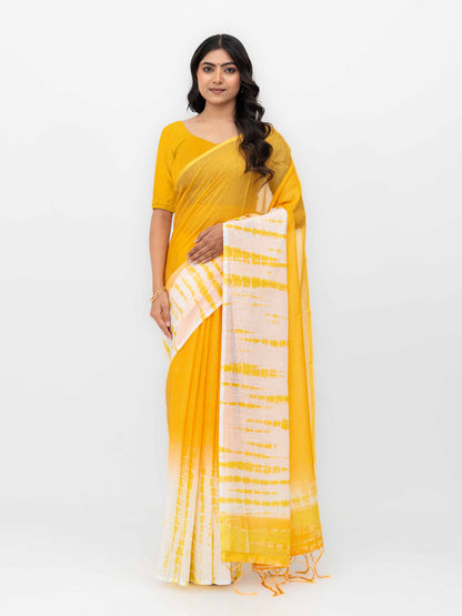 White Cotton Linen Saree