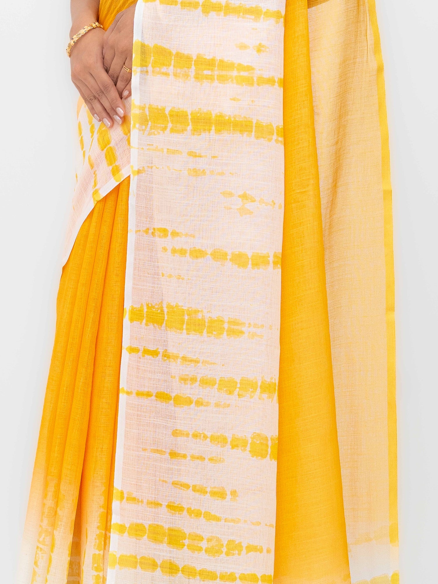 White Cotton Linen Saree