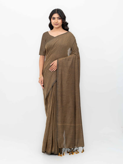 Brown Khadi Cotton Saree