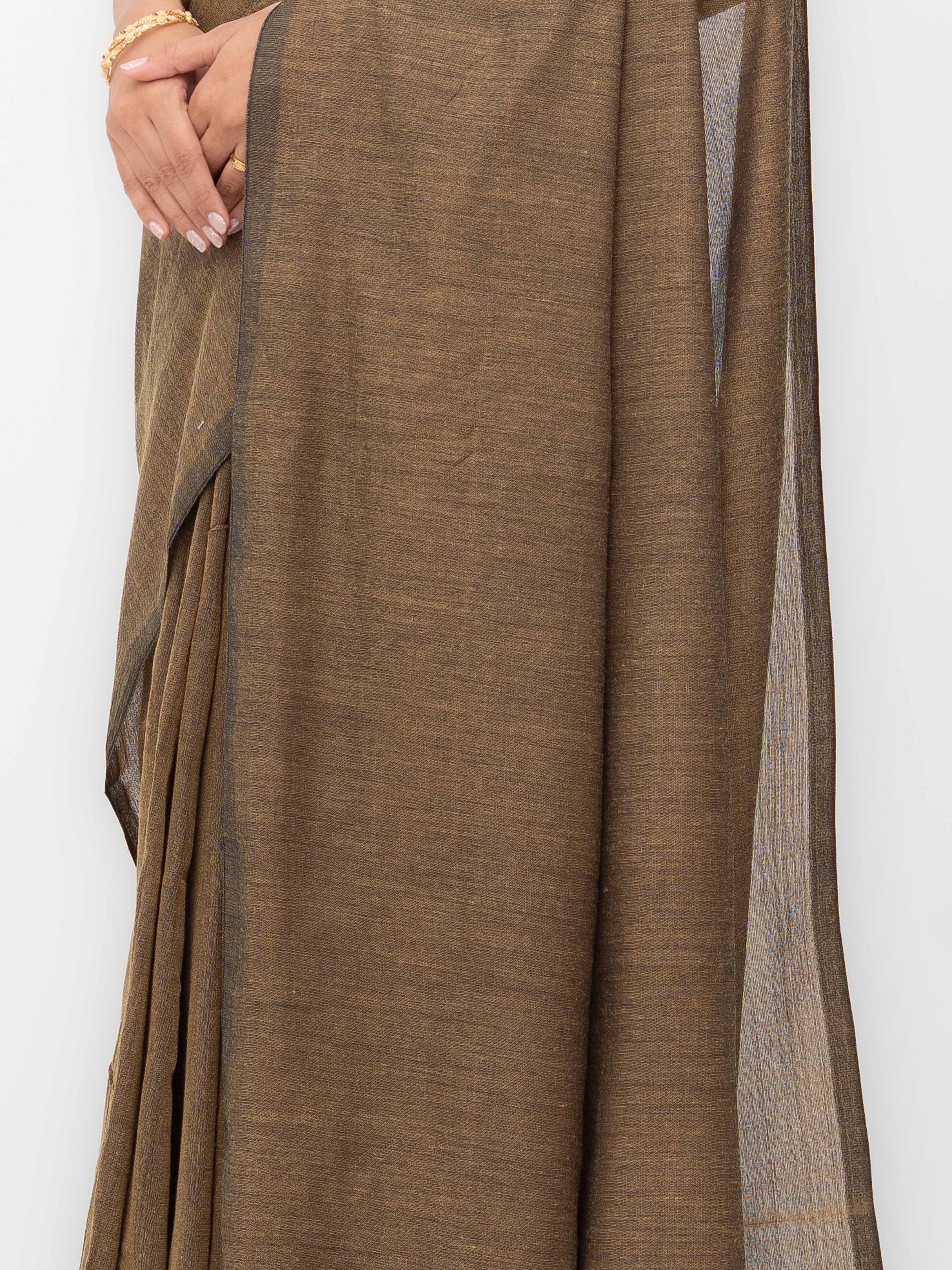 Brown Khadi Cotton Saree
