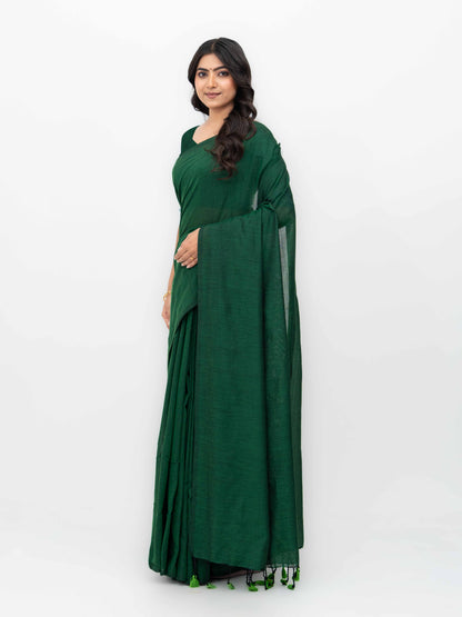 Deep Green Khadi Cotton Saree