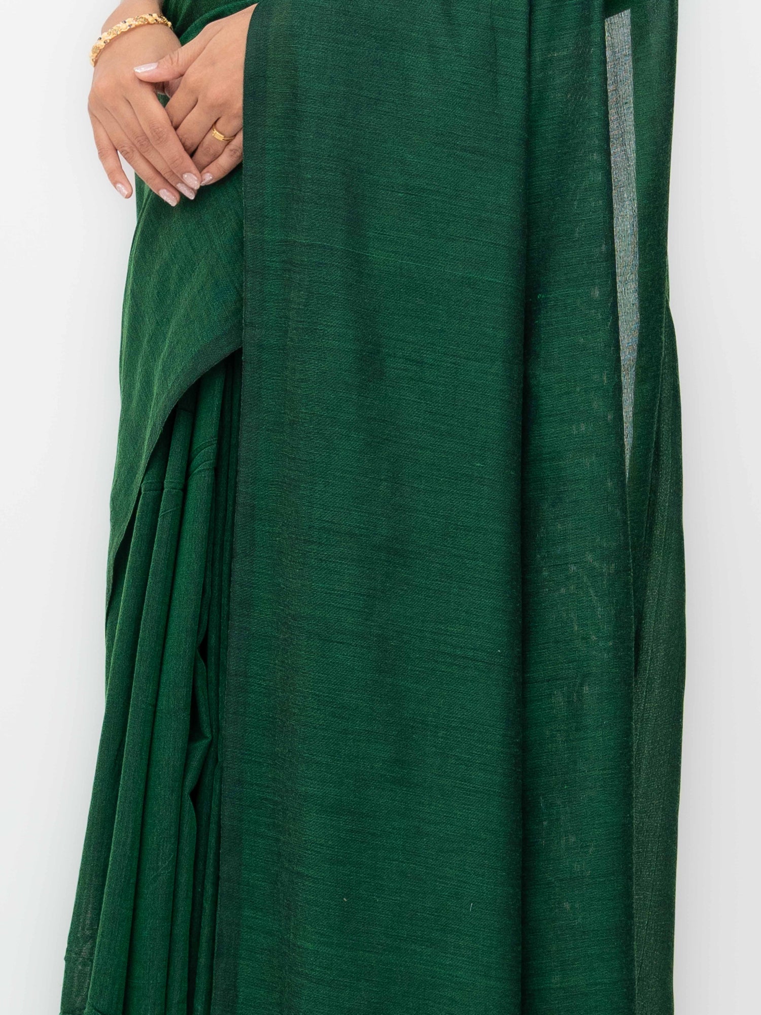 Deep Green Khadi Cotton Saree