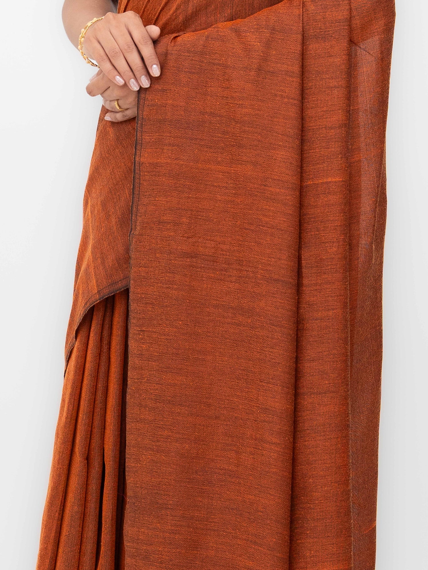 Rust Orange Khadi Cotton Saree