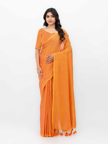 Coral Khadi Cotton Saree