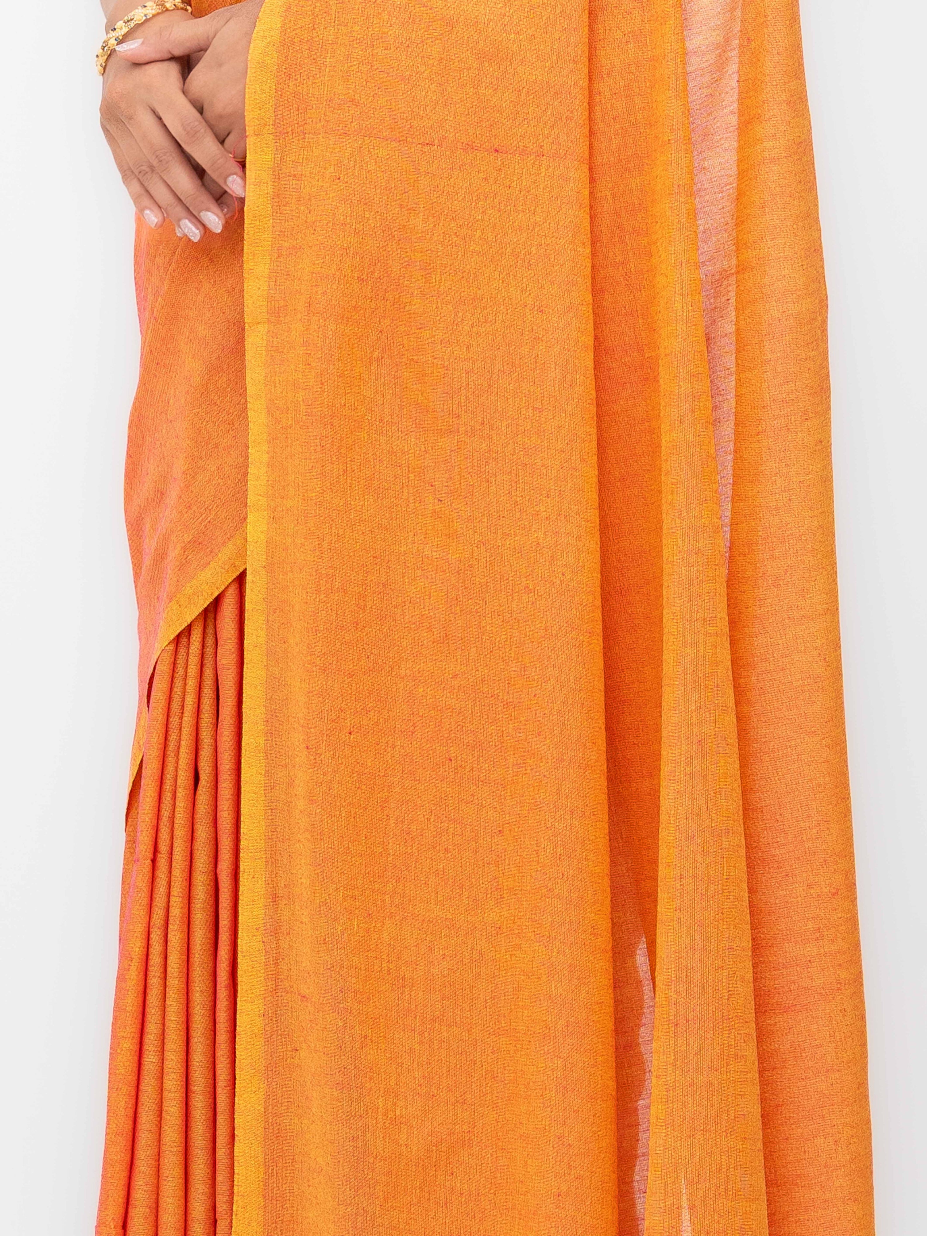 Coral Khadi Cotton Saree