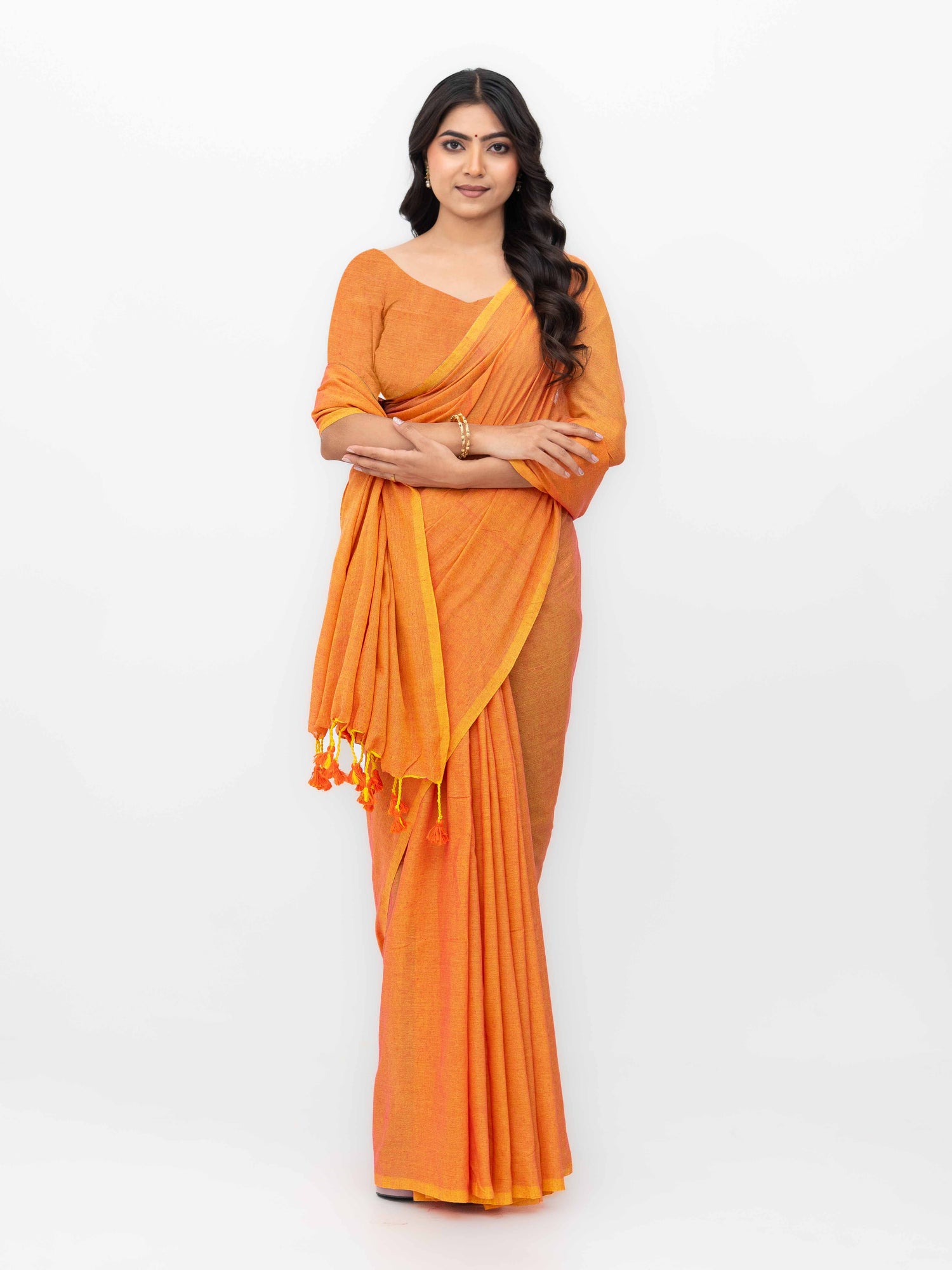 Coral Khadi Cotton Saree