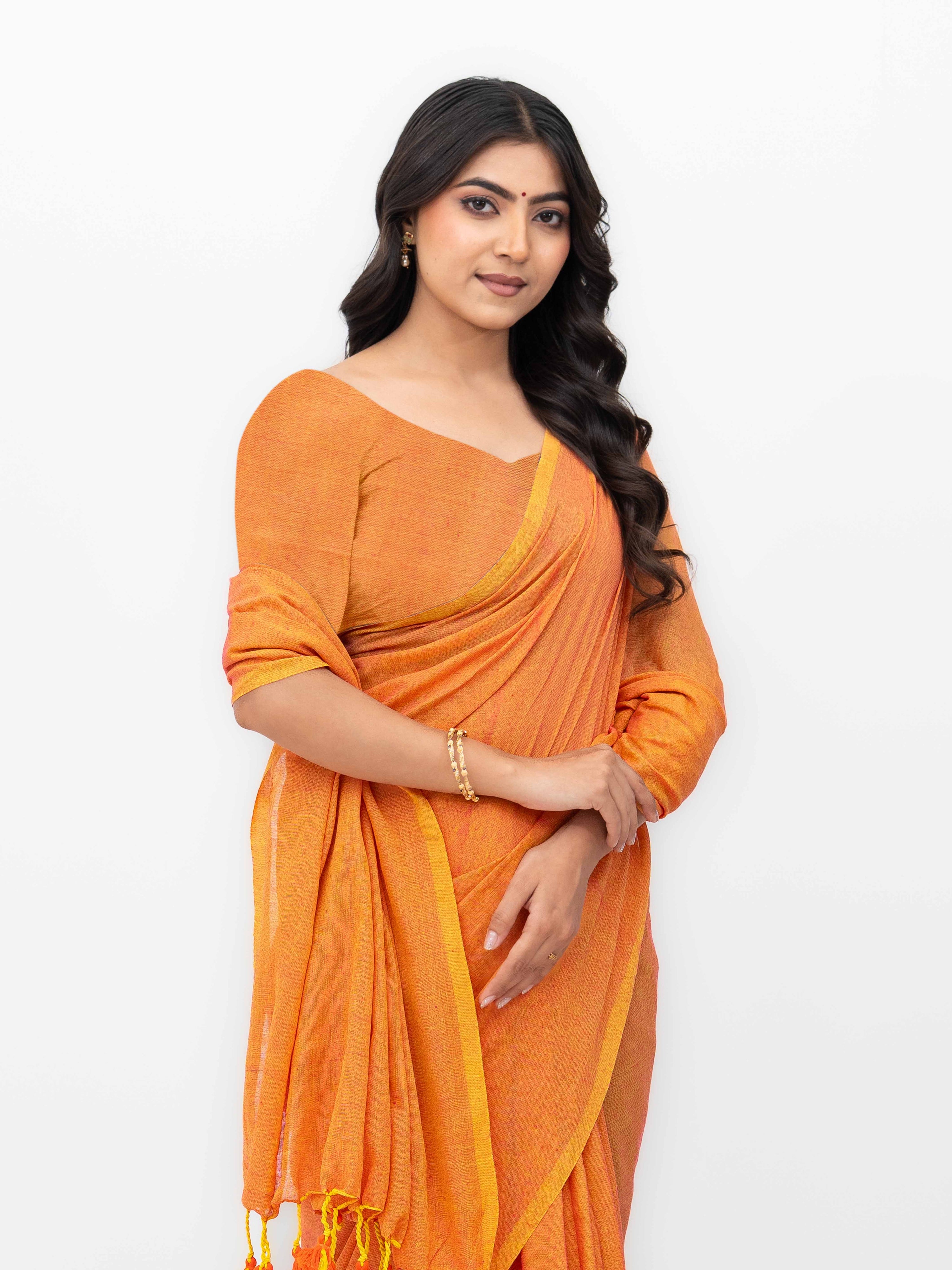 Coral Khadi Cotton Saree