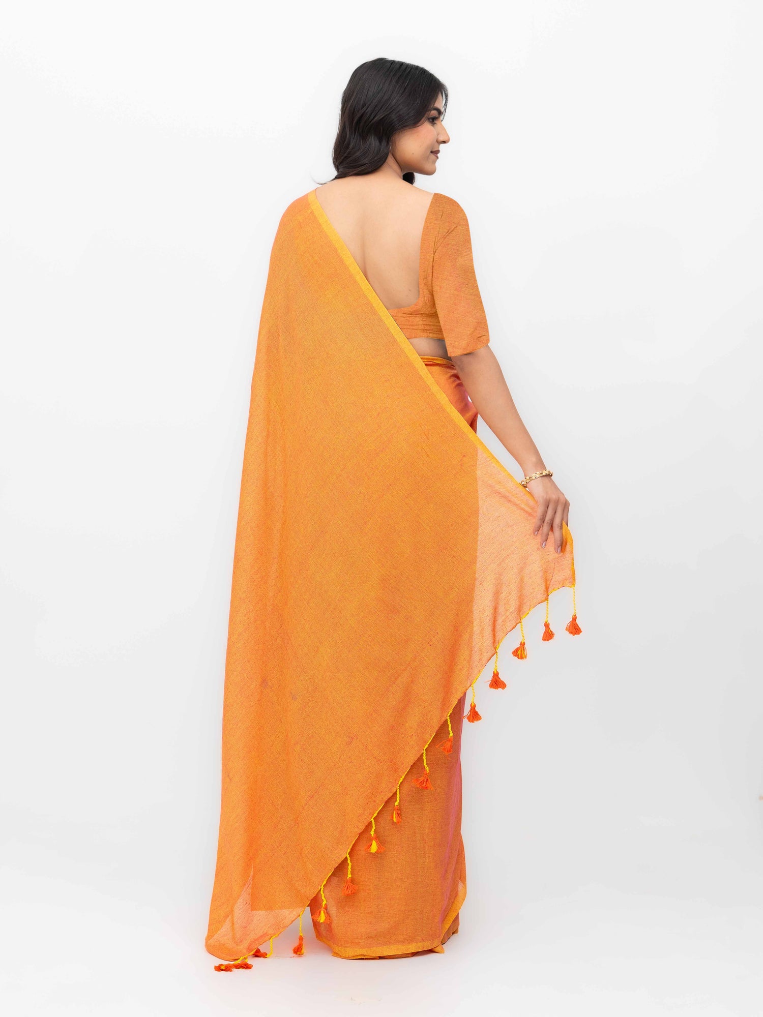 Coral Khadi Cotton Saree