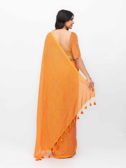 Coral Khadi Cotton Saree