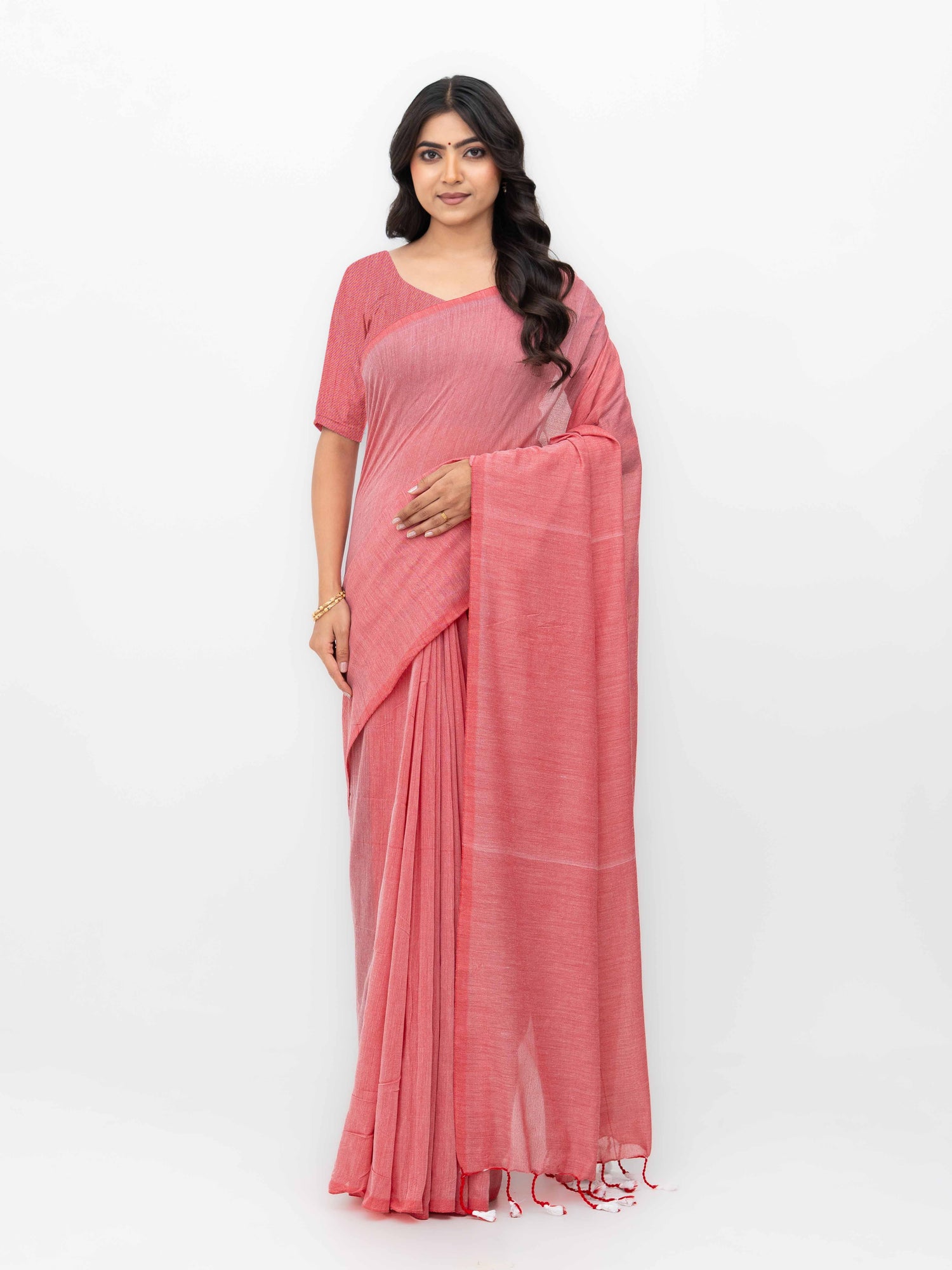 Light Pink Khadi Cotton Saree